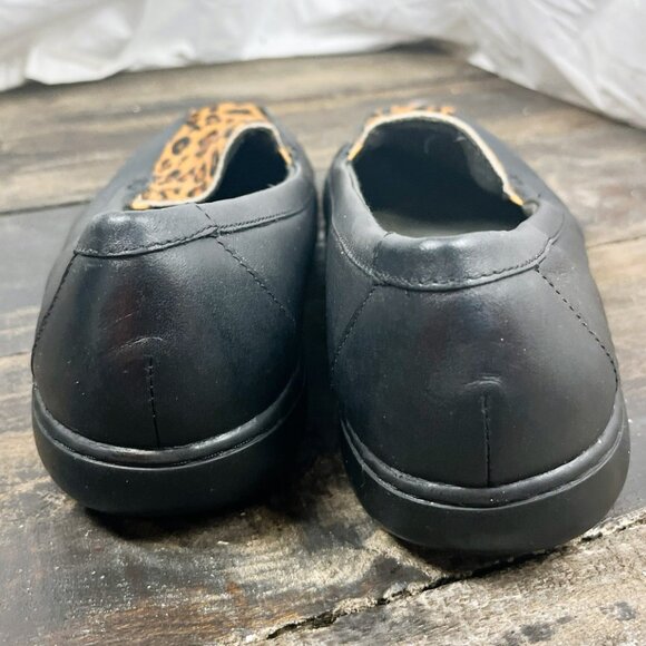Clarks Collection Womens Leather Slip on Loafers Bayou Black Leopard Size 11W - Picture 5 of 8